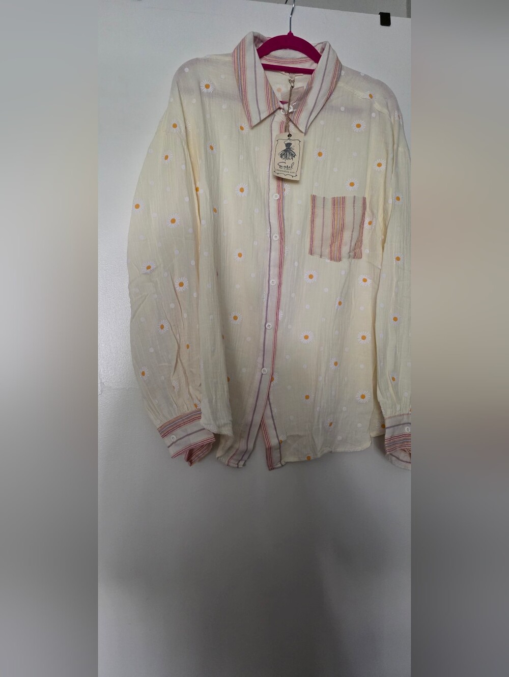 Beautiful By EASEL LIGHT OFF WHITE BUTTON DOWN LONG SLEEVE COLLARED SHIRT. DAISY